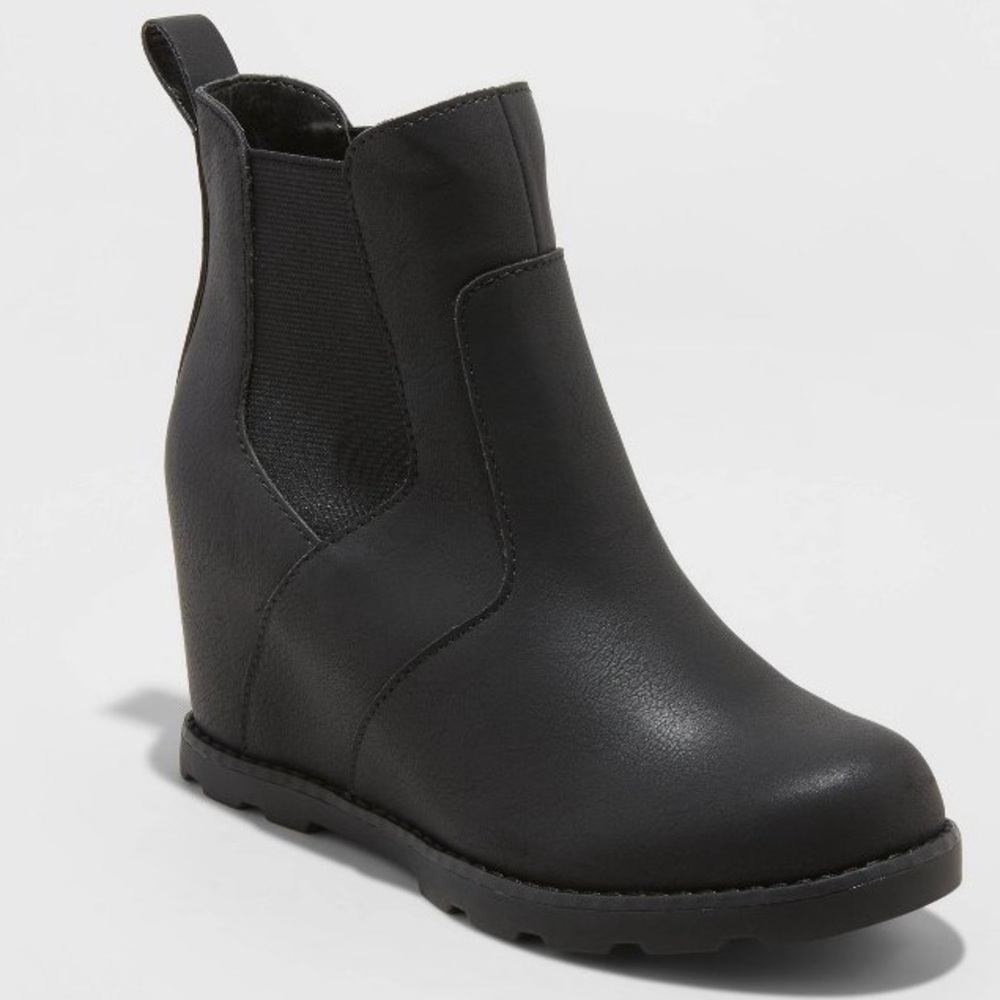 Cassie Faux Leather Wedge Boots